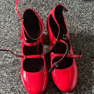 Red Patent Leather Mary Jane Heels